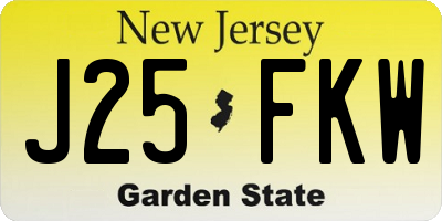 NJ license plate J25FKW