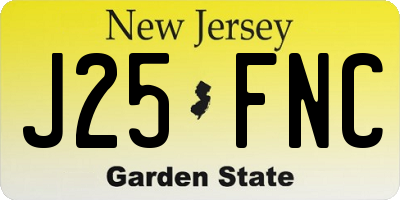 NJ license plate J25FNC