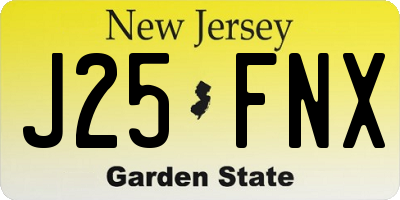 NJ license plate J25FNX