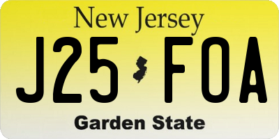 NJ license plate J25FOA