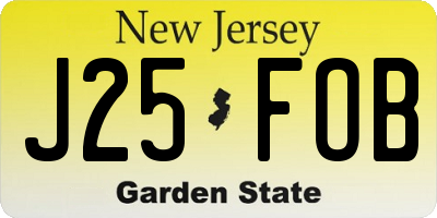 NJ license plate J25FOB