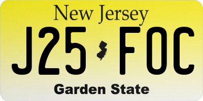 NJ license plate J25FOC