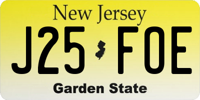 NJ license plate J25FOE