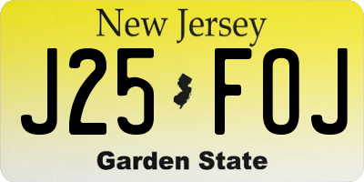 NJ license plate J25FOJ