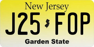 NJ license plate J25FOP