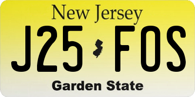 NJ license plate J25FOS