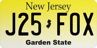 NJ license plate J25FOX