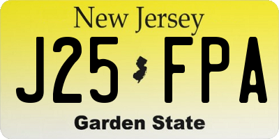 NJ license plate J25FPA