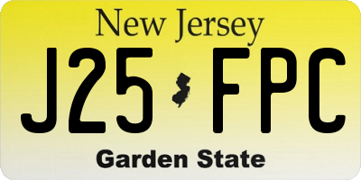 NJ license plate J25FPC