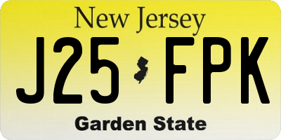 NJ license plate J25FPK