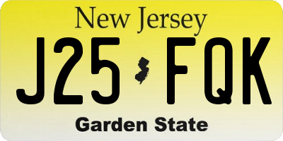 NJ license plate J25FQK
