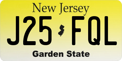 NJ license plate J25FQL