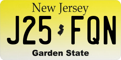 NJ license plate J25FQN