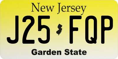 NJ license plate J25FQP