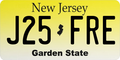 NJ license plate J25FRE