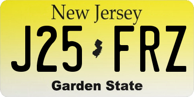 NJ license plate J25FRZ