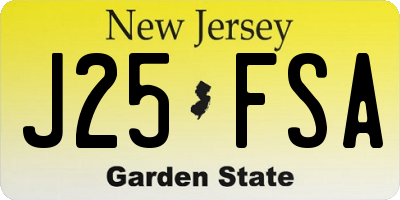 NJ license plate J25FSA