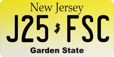 NJ license plate J25FSC