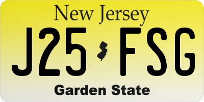 NJ license plate J25FSG