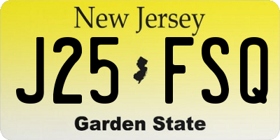 NJ license plate J25FSQ