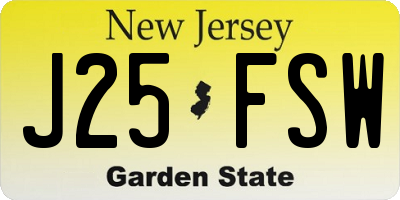 NJ license plate J25FSW