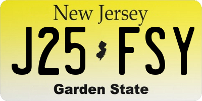 NJ license plate J25FSY