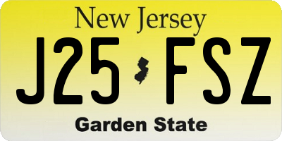 NJ license plate J25FSZ