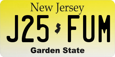 NJ license plate J25FUM