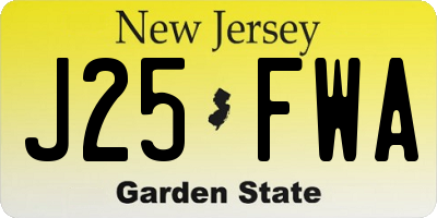 NJ license plate J25FWA
