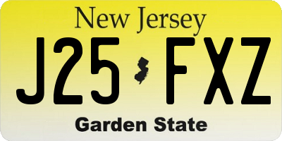 NJ license plate J25FXZ