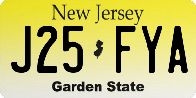 NJ license plate J25FYA