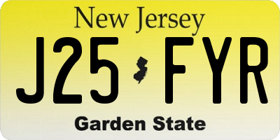 NJ license plate J25FYR
