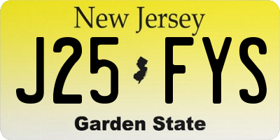 NJ license plate J25FYS