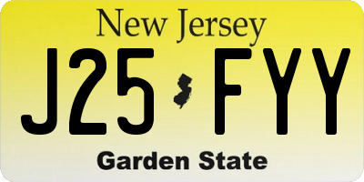 NJ license plate J25FYY