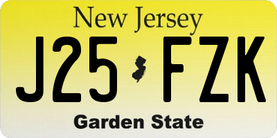 NJ license plate J25FZK