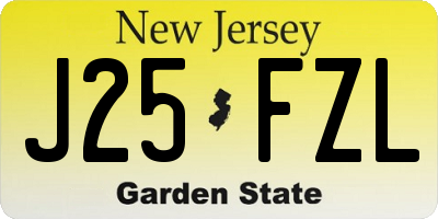 NJ license plate J25FZL