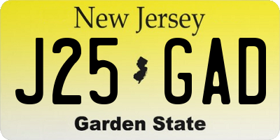 NJ license plate J25GAD