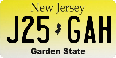NJ license plate J25GAH