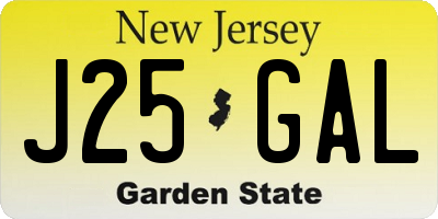 NJ license plate J25GAL
