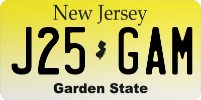 NJ license plate J25GAM