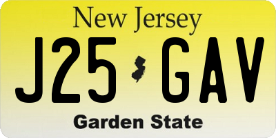 NJ license plate J25GAV