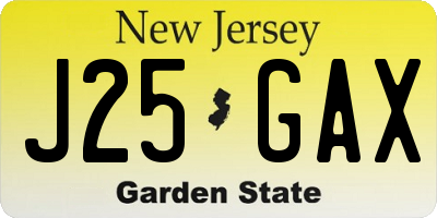 NJ license plate J25GAX