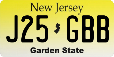 NJ license plate J25GBB