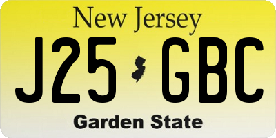 NJ license plate J25GBC