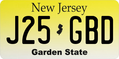 NJ license plate J25GBD