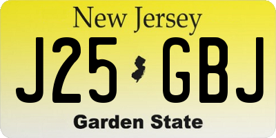 NJ license plate J25GBJ