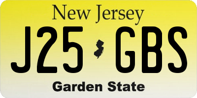 NJ license plate J25GBS