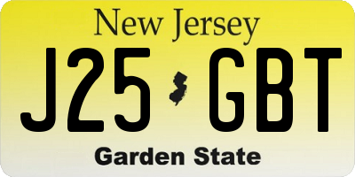 NJ license plate J25GBT