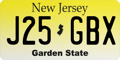 NJ license plate J25GBX