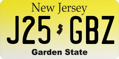 NJ license plate J25GBZ